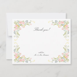Cartão De Agradecimento Casamento Floral Ornate Jardim Pastel Rococó
