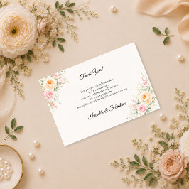 Cartão De Agradecimento Casamento Floral Pastel Romântico