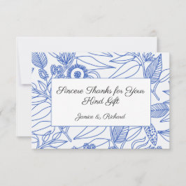 Cartão De Agradecimento Casamento Floral Personalizado Botânico Azul