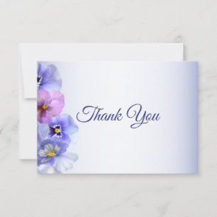 Cartão De Agradecimento Casamento Floral Púrpura Lilac Pansy