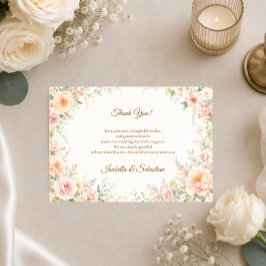 Cartão De Agradecimento Casamento Floral Romântico
