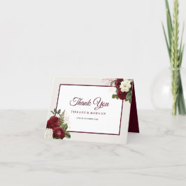 Cartão De Agradecimento Casamento Floral Romântico Elegante
