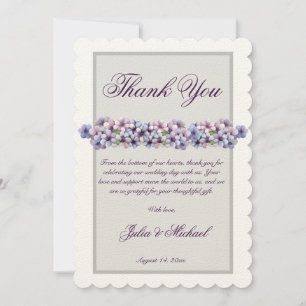 Cartão De Agradecimento Casamento Floral Romântico Poético Lilac Watercolo
