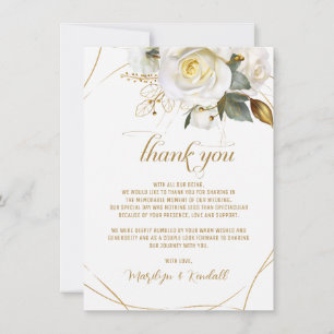 Cartão De Agradecimento Casamento Floral Romântico rosa Dourado