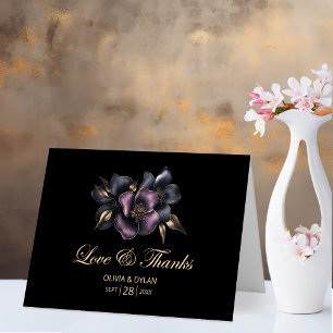 Cartão De Agradecimento Casamento Floral Rosa e Cinza
