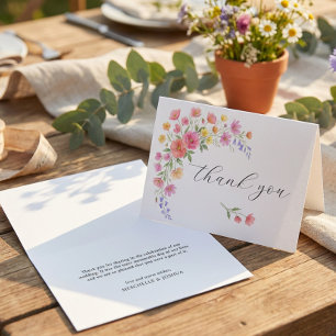 Cartão De Agradecimento Casamento Floral Rosa Laranja Flor Silvestre