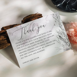 Cartão De Agradecimento Casamento floral roxo em aquarela elegante