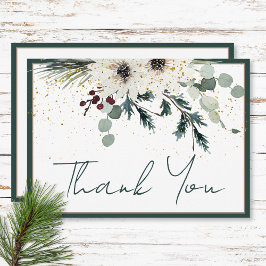 Cartão De Agradecimento Casamento Floral Rustic Berries Winter