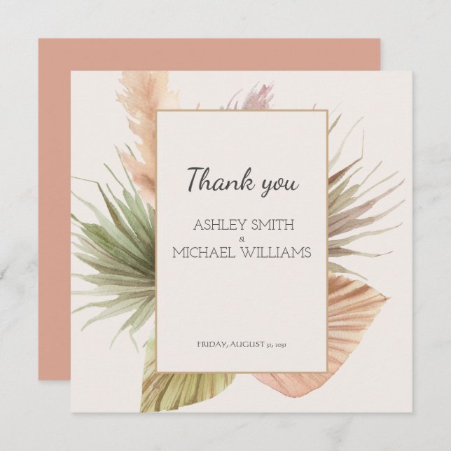 Cartão De Agradecimento Casamento Floral Rustic Boho (Frente/Verso)