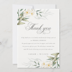Cartão De Agradecimento Casamento Floral Rustic Elegant White Greenery