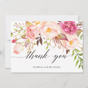 Cartão De Agradecimento Casamento Floral Rustic Peony Obrigado