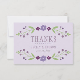 Cartão De Agradecimento Casamento Floral Rustic Purple e Green