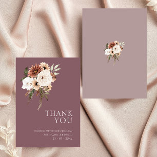 Cartão De Agradecimento Casamento Floral Rústico e Pêssego