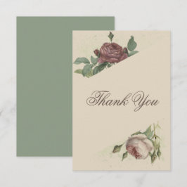 Cartão De Agradecimento Casamento Floral Rústico Moderno Borgonha Marsala 