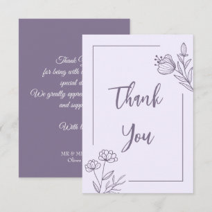 Cartão De Agradecimento Casamento floral simples