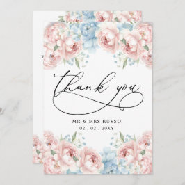 Cartão De Agradecimento Casamento Floral Simples de Blush Elegante