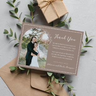 Cartão De Agradecimento Casamento Floral Simplicidade 1 Bege