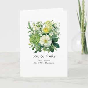 Cartão De Agradecimento Casamento Floral Tons de Verde