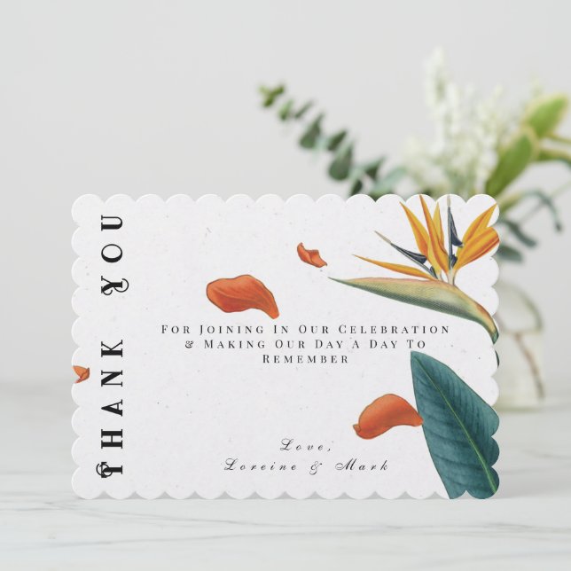 Cartão De Agradecimento Casamento Floral Tropical Elegante (Em pé/Frente)