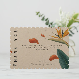 Cartão De Agradecimento Casamento Floral Tropical Elegante