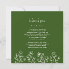 Cartão De Agradecimento Casamento floral verde obrigado cartas