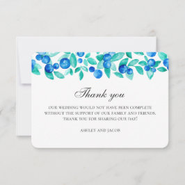 Cartão De Agradecimento Casamento floresta de madeira menta e azul. Mirtil
