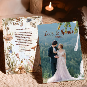 Cartão De Agradecimento Casamento Florestal Aquarela Rústica em Foto