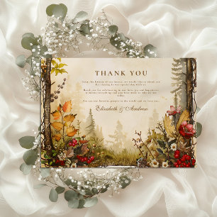Cartão De Agradecimento Casamento Florestal de Queda de Woodland