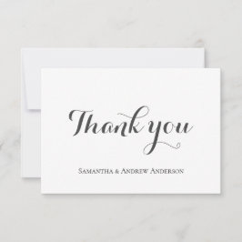 Cartão De Agradecimento Casamento Formal Clássico Elegante Cinza Branco Sc