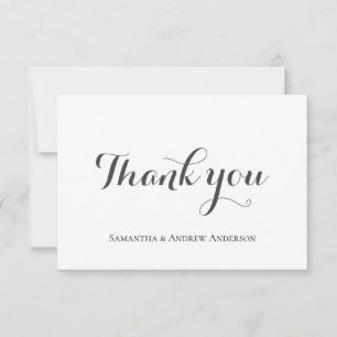 Cartão De Agradecimento Casamento Formal Clássico Elegante Cinza Branco Sc