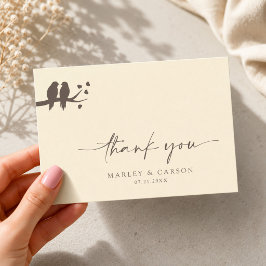Cartão De Agradecimento Casamento Formal Clássico Romântico de Pássaros