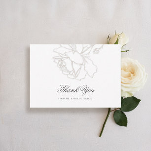Cartão De Agradecimento Casamento Formal De rosa Rich Ivory Black Tie