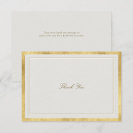 Cartão De Agradecimento Casamento Formal Ecru Dourado Falso Clássico Moder