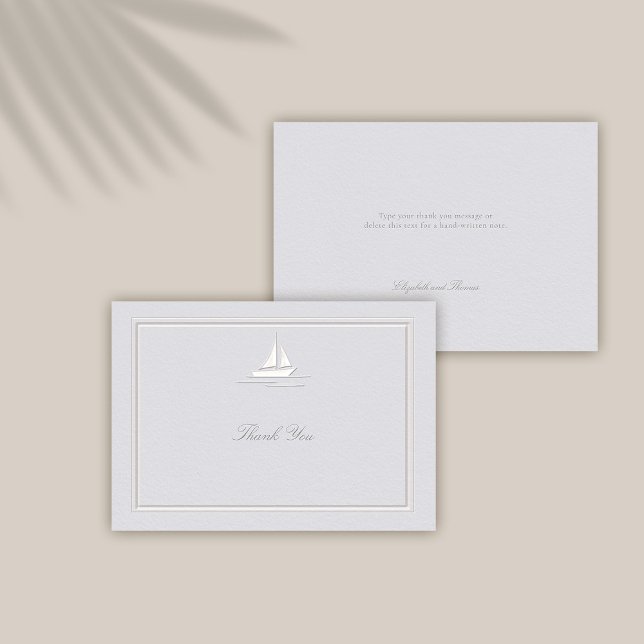 Cartão De Agradecimento Casamento Formal Marítimo Náutico Marinho Embalado (coastal wedding thank you card classic formal traditional frame faux embossed boat nautical beach)