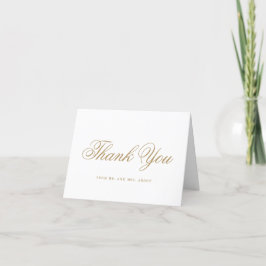Cartão De Agradecimento Casamento Formal Tradicional em Ouro Elegante