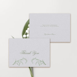 Cartão De Agradecimento Casamento Formal Verde de Lily Valley Embossed