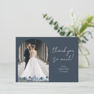 Cartão De Agradecimento Casamento Foto Arco Azul Empoeirado