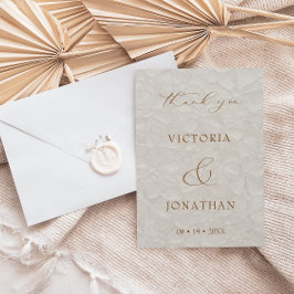 Cartão De Agradecimento Casamento Foto Boho Chic Bege