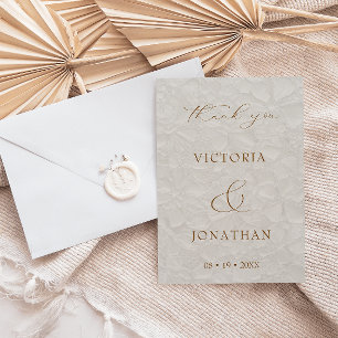 Cartão De Agradecimento Casamento Foto Boho Chic Bege