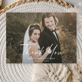 Cartão De Agradecimento Casamento Foto Caligrafia Rascunho Moderna