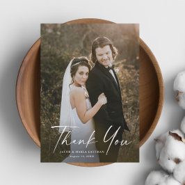 Cartão De Agradecimento Casamento Foto Caligrafia Roteiro Moderno