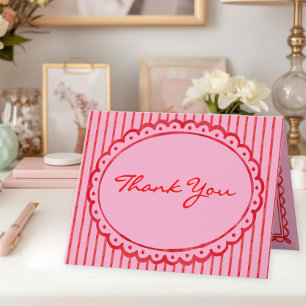 Cartão De Agradecimento Casamento Foto com Listra de Aquarela Rosa Vermelh