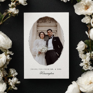 Cartão De Agradecimento Casamento Foto Geométrico Moderno e Elegante