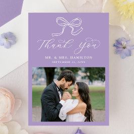 Cartão De Agradecimento Casamento Foto Lavanda Arco Elegante