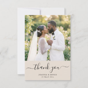 Cartão De Agradecimento Casamento Foto Moderno Script Caligrafia
