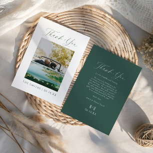 Cartão De Agradecimento Casamento Foto Monograma Elegante Moderno