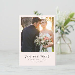 Cartão De Agradecimento Casamento Foto Neutro Terroso Moderno