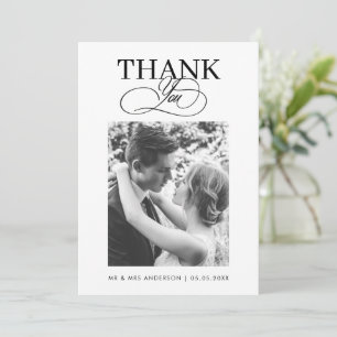 Cartão De Agradecimento Casamento Foto Preto e Branco Antigo Retro Dinheir
