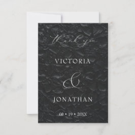 Cartão De Agradecimento Casamento Foto Script Elegante Preto