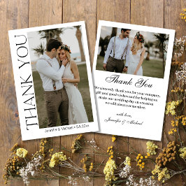 Cartão De Agradecimento Casamento Foto Script Moderno Chic 2
